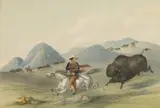 George Catlin, No. 12, Buffalo Hunt - Chasing Back, lithograph $1,000-1,500