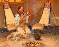 Dave Powell, Peace Pipe, oil on board