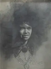 R. Brownell McGrew, Head Study of a Young Navajo, charcoal