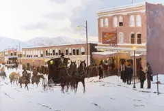 Richard Thomas, The Dinner Crowd, oil on canvas