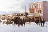 Richard Thomas, The Dinner Crowd, oil on canvas