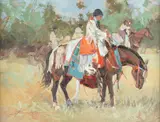 On the Way to the Ceremony by Betty Billups, oil on canvas, offered Mar 2026
