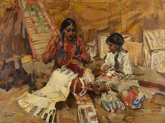 Gary Joseph Schildt, Beading Lesson, oil on canvas