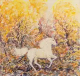 Ila Mae McAfee, White Horse, mixed media
