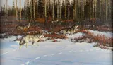 Defended Territory - Wolf Pack by Michael Sieve, oil on canvas, offered Mar 2026