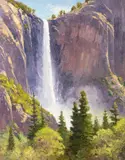 Ralph Oberg, Bridal Veil Falls, oil on canvasboard