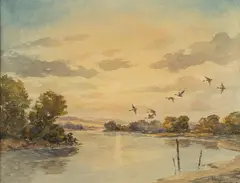 Hans Kleiber, Along the Yellowstone, watercolor