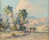 Marjorie Reed, Palm Trees, oil on canvasboard