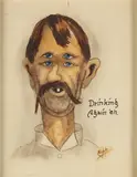Drinking Again, Eh? by Edmund "Epp" Carstensen, watercolor, offered Mar 2026