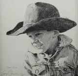 Daddy's Helper by Bruce Greene, pencil, offered Mar 2026