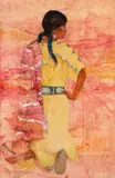 Beaded Dress by Marcyne Johnson, oil on board, offered Mar 2026