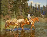 R.E. Pierce, Through the Creek, oil on canvasboard