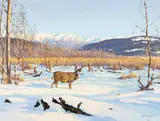 Elmer Sprunger, Winter Buck, oil on canvas