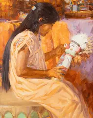 Mike Desatnick, Indian Dolls, oil on board