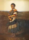 Jie Wei Zhou, Sweet Girl, oil on canvas