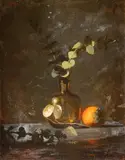 Sherrie McGraw, Eucalyptus and Persimmons, oil on board