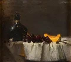 Sherrie McGraw, Grapes and Cantaloupe, oil on canvasboard