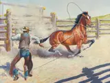 His First Rope by Dan Muller, watercolor, offered Mar 2026