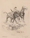 William "Bill" Gollings, Bulldogging, etching Original pencil signature lower right