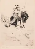 William "Bill" Gollings, Wild Ride, etching Original signature lower right