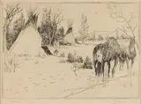 William "Bill" Gollings, A Winter Camp, etching