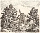Birger Sandzén, Old Windmill, lithograph, 1924