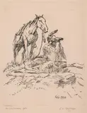 William "Bill" Gollings, The Whiteman's Eyes, etching Original pencil signature lower right