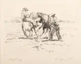 William "Bill" Gollings, Saddling, etching Original pencil signature lower right