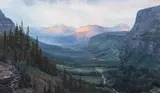 Last Light Reynolds Creek Valley in Glacier National Park by Jessica L. Bryant, watercolor, offered Mar 2025