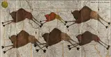 A Gift from the Sun by John Pepion, ink on antique map, offered Mar 2025