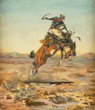 Ace Powell, Bucking Bronc, oil on canvas