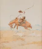 Olaf Carl Seltzer, Bucking Horse, watercolor