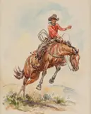 Joe Beeler, Rough Ride, watercolor
