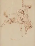 Edward Borein, Bucking Horse, pen and ink