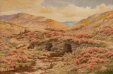 Joseph Henry Sharp, Mountain River Bridge, watercolor