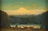 James E. Stuart, Alaskan Indians, oil on board
