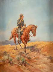 Hank Lawshe, Scout on the Big Grass, oil on canvas