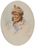 Native American Portrait by Edgar S. Paxson, watercolor, offered Mar 2025