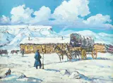 Marjorie Reed, Winter Eve at Sam Dosy's Chinle Trading Post, oil on canvas