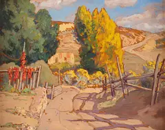 Sheldon Parsons, A Lane in Santa Fe, oil on board