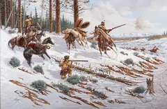 Ted Long, Encounter on the Gros Ventre, oil on canvas