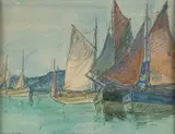 Edgar Alwin Payne, Sailboats, watercolor