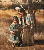 Ray Swanson, Dressing for Powwow, oil on canvas