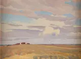 Maynard Dixon, Big Sky - Sand Hill Camp, oil on canvasboard Verso: Letter of Authenticity from artist's son. Mark Sublett