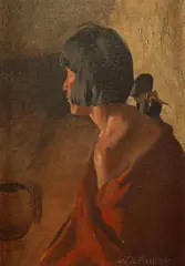 Indian Lady by Warren Eliphalet Rollins, oil on canvas, offered Mar 2025