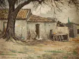 Clark Hulings, French Farmyard, oil on canvas