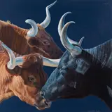 Tres Vacas by Gail Gash Taylor, acrylic, offered Mar 2025