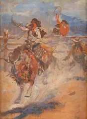 Benton H. Clark, Buckin' Bronc, oil on canvas