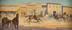 Andrew Winter, Old West Town, oil on board