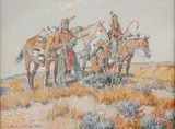 Nick Eggenhofer, Indians Scouting, gouache
